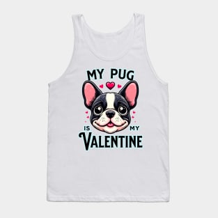 My Pug Print Art illustration Valentine dog Pug, Valentines gift Tank Top